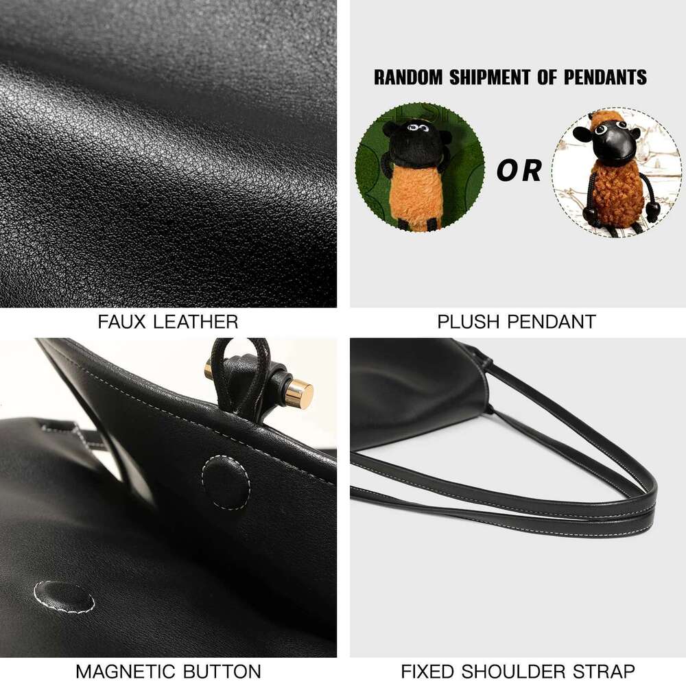 TOUTOU Women Shoulder Leather Texture Makeup Cosmetic Senior Sense Messenger Bag with Cute Pendent Daily Christmas Gift
