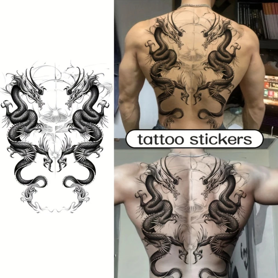 Temporary Waterproof Dragon Totem Full Back Tattoo Sticker Lasting For One To Two Weeks Realistic Tattoo Color That Does Not R 250515