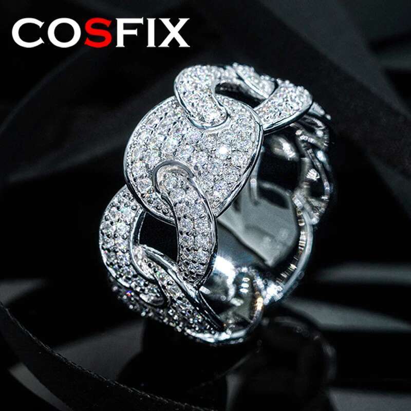 D Color Men Moissanite Ring s925 Silver 1.3mm Moissanite Ring for Women Luxury Mens Womens Full Moissanite Hiphop Rings 2023