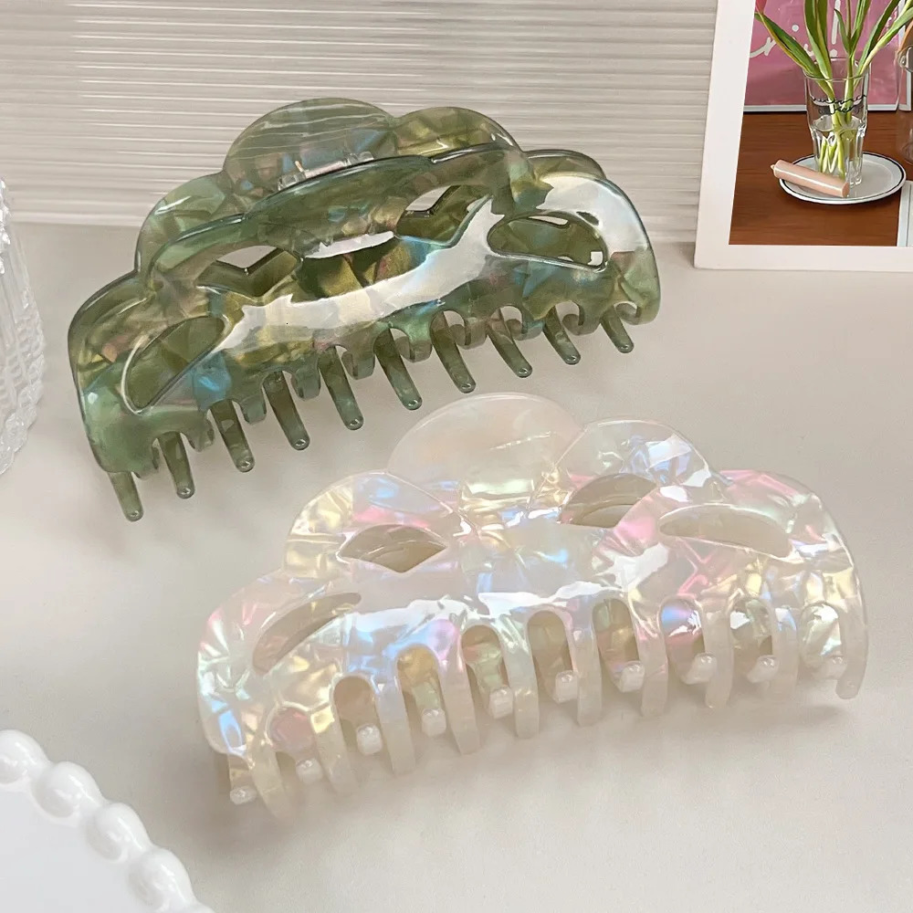 Simple Hollow Elegant Hair Clips Oversized Sparkly Mermaid Acrylic Hair Claw Stylish Headwear Accessory for Long Hair 250517