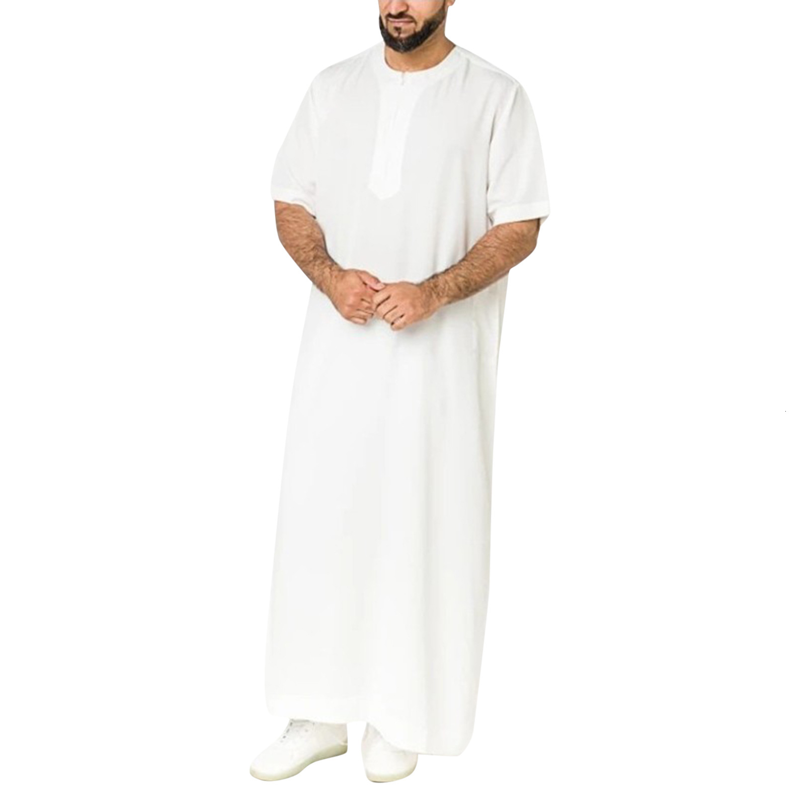 Designer Clothing 2025 New Dubai Malaysia Men's Shirt Zipper Muslim Robe Fashion Versatile Casual Wear
