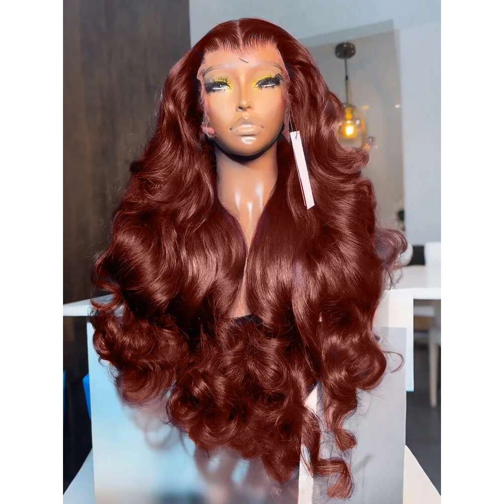 Mossily 250 Density Reddish Brown Body 13x4 HD Human Hair Wig Water Wave Pre Plucked 13x6 Lace Frontal Wigs
