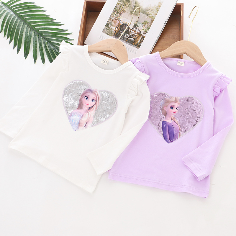 DISNEY toddler designer clothes infant designer clothes Frozen Elsa princess T-shirt Little girl's clothes with princess printed design girls
