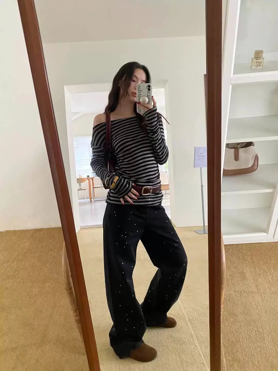 Tonngirls American Retro T Shirt Women Off Shoulder Striped Loose Casual Tshirts Y2k Vintage Tee Tops Fairycore Grunge Tops 250517