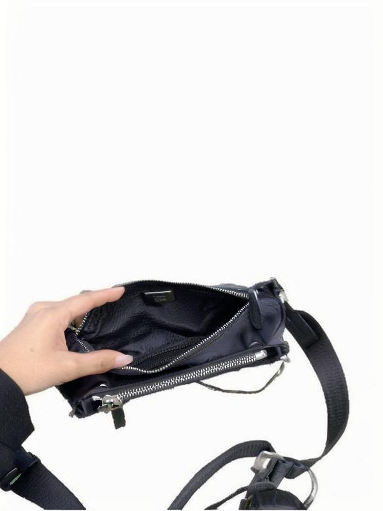 Nylon black 2-in-1 men's and women's casual chain practical single shoulder crossbody bag