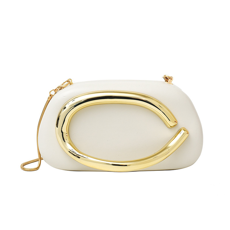 Small niche design, high-end metal decoration, hand-held box bag, new versatile chain shoulder crossbody women's bag