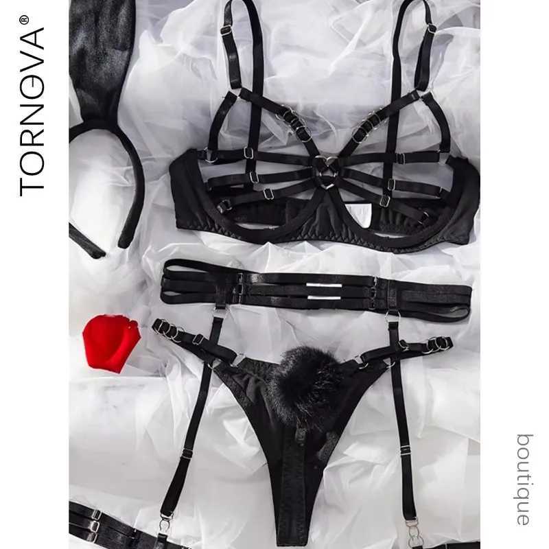 Bunny Girl Sexy Lingerie Set for Women Hollow Out See-Through Straps Patchwork Sexy Bunny Headband Lingerie Bra Set New R250520