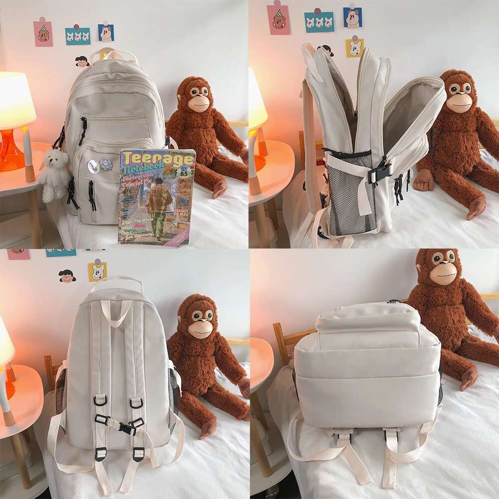 Fashion Big Student NEW Badge Rucksack Girls School Bag High Capacity Women Backpack Female Cute Leisure Travel Mochila