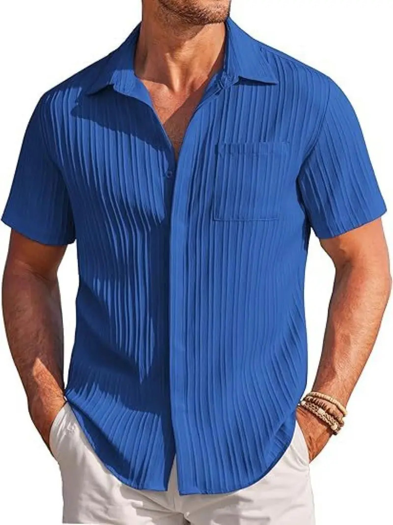 SpringSummer explosive fashion summer mens striped casual beach shirt Short sleeve lapel urban to 250520