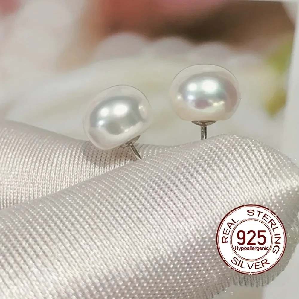 Delicate Freshwater Pearl Stud Earrings 925 Sterling Silver Womens Pearl Jewelry Gift for Wedding Anniversary Year 250517