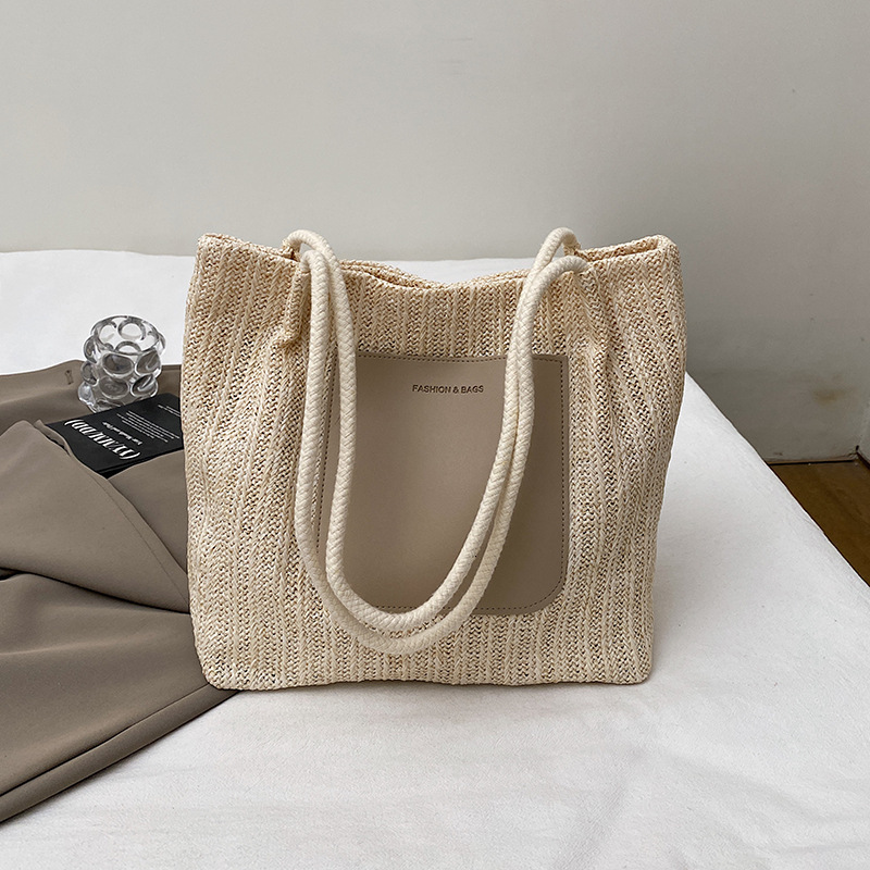 Free Delivery Designer Bag 2025 Summer Straw Woven Bag For Women Sweet Weaving Large Capacity Tote Simple Small Fresh Single Shoulder Bag Trendy Luxur