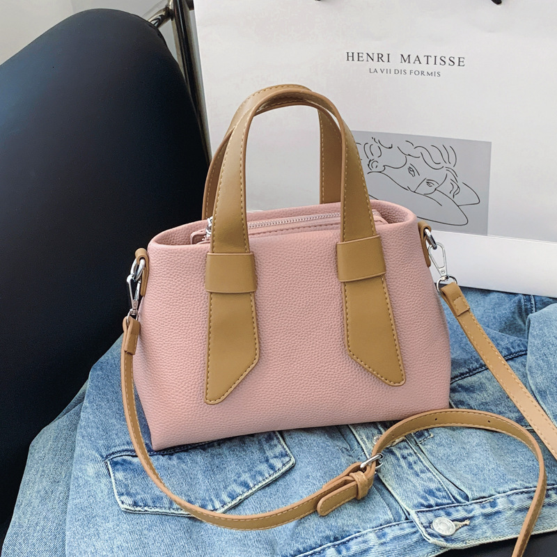 Bag for women 2025 new simple splicing contrasting color handbag, high-end and versatile single shoulder crossbody tote bag