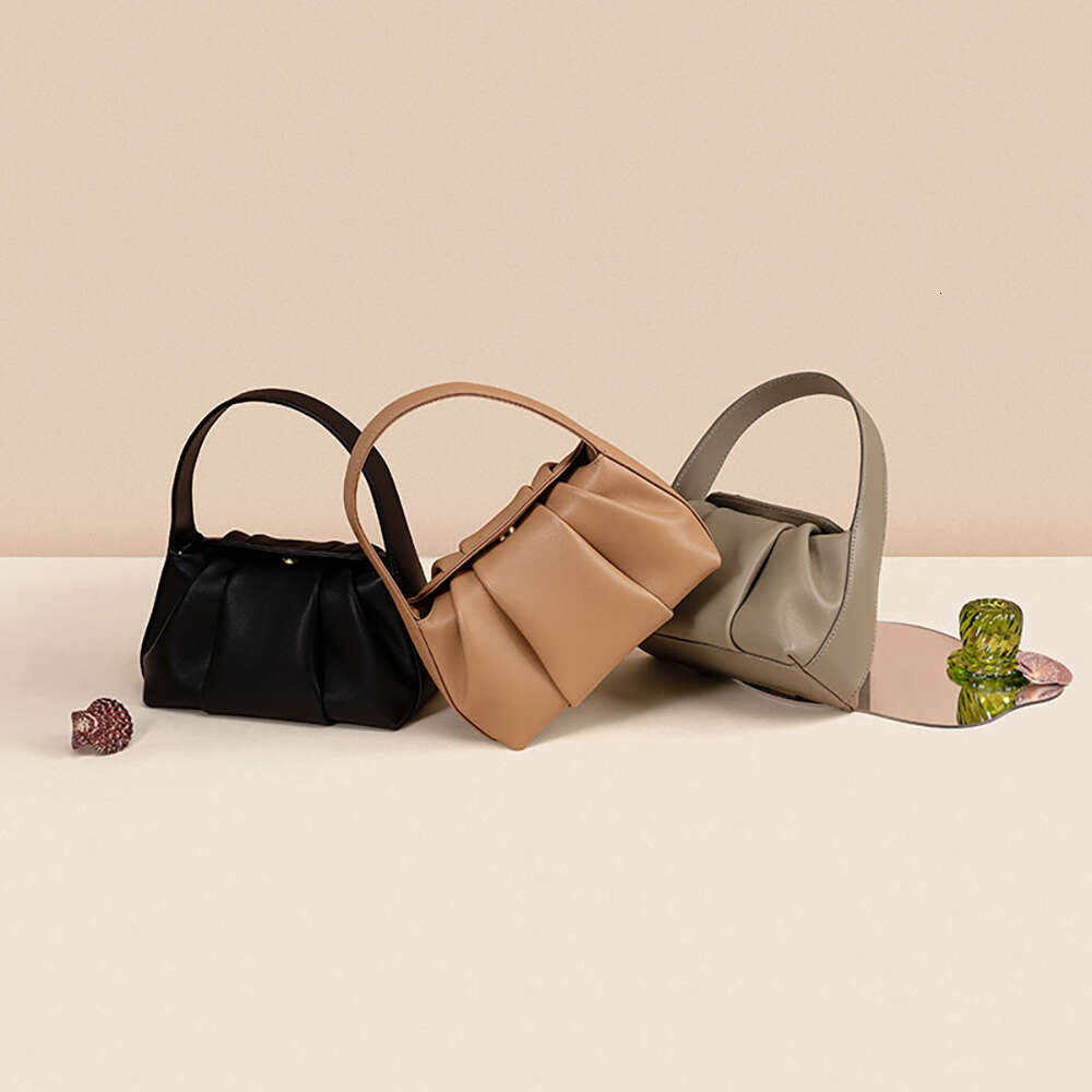 Genuine Leather Women's French Pleated Cloud Versatile Fashion Bag 2025 New Handbag High-End Crossbody Bag