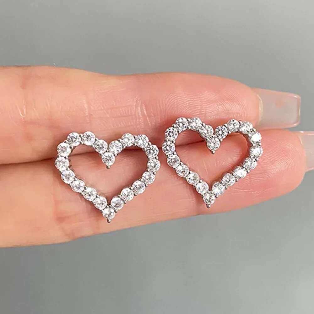 0.6/1.2cttw Heart Shape All Moissanite Stud Earrings for Women 925 Sterling Silver White Gold Plated Wedding Party Jewelry Gifts