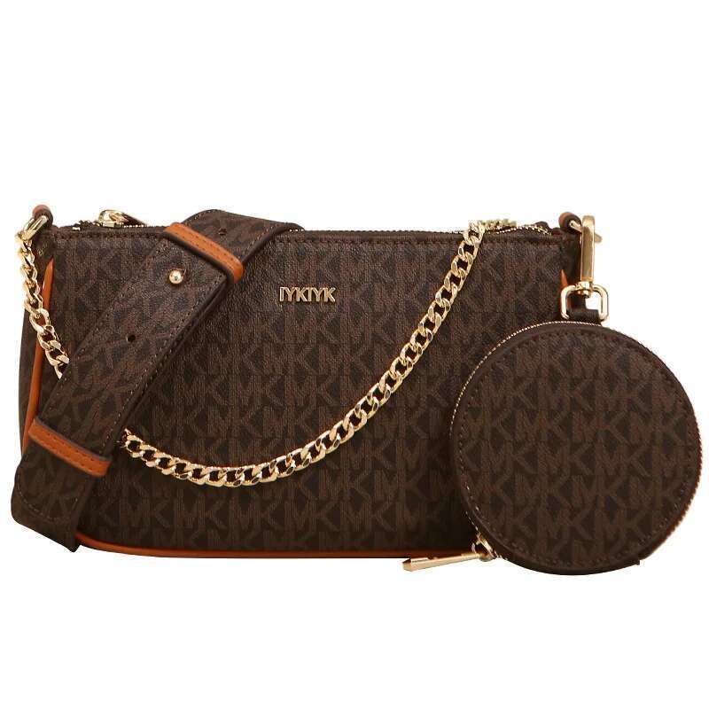 Fashion Old Flower Bag Girls Shoulder Crossbody Retro Two Women's Bags Printed Letters Chain Decoration PU Material