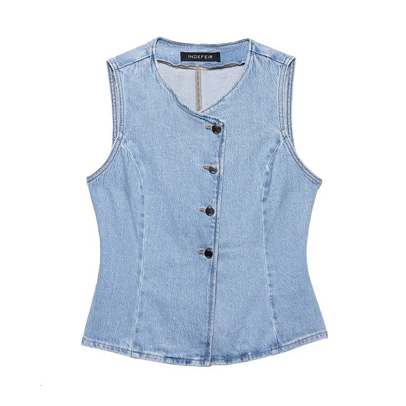 Willshela Women Fashion 2 Piece Set Denim Blue Single Breasted Tank Vintage Front Zipper Midi Skirt Female Chic Skirts 250520