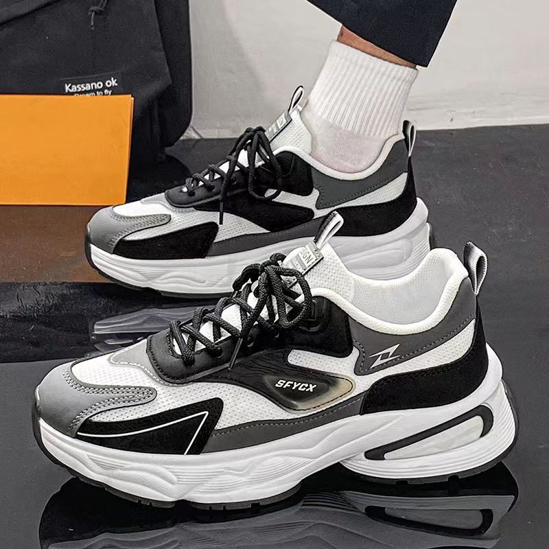 Designer casual shoes Men's summer casual shoes with breathable mesh, thick sole, height increasing, versatile, trendy, popular, sporty, lightwei