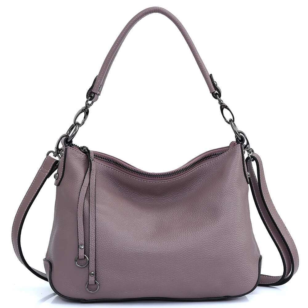 Women's Bags Designer Zency Genuine Leather For Women Simple Classic Handbag Hobo Vintage Grey Shoulder Tote Cowhide Crossbody Bag Mom's Gif