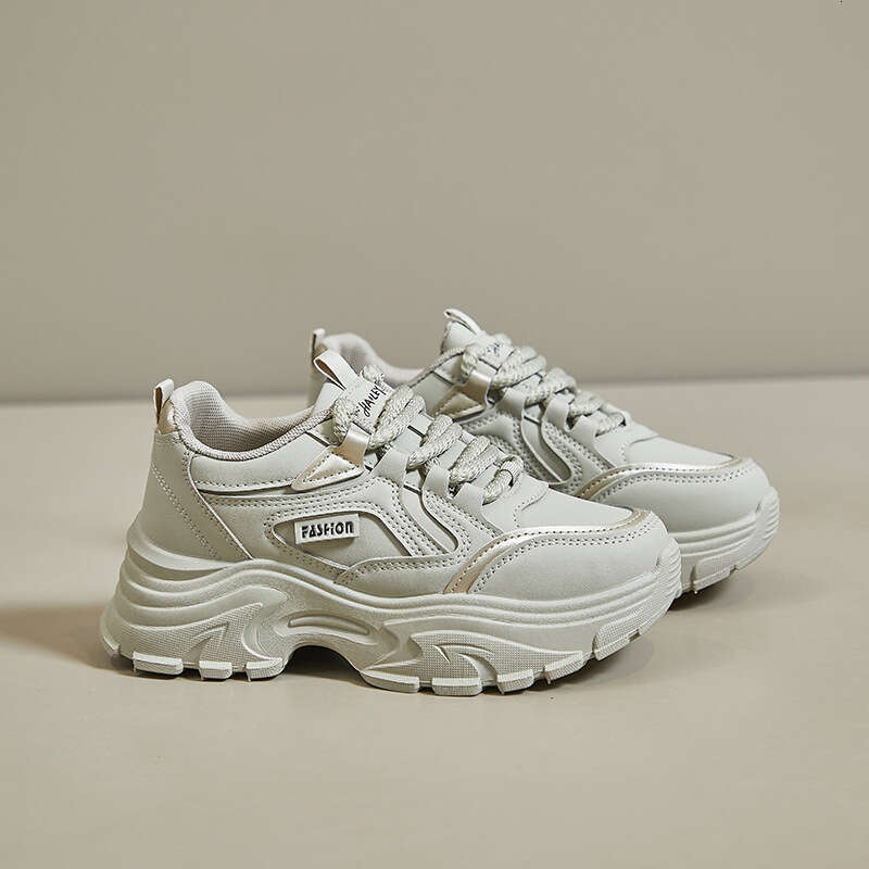 2024 autumn new breathable student sports height increasing casual ins Korean version leather low top dad shoes female 8821