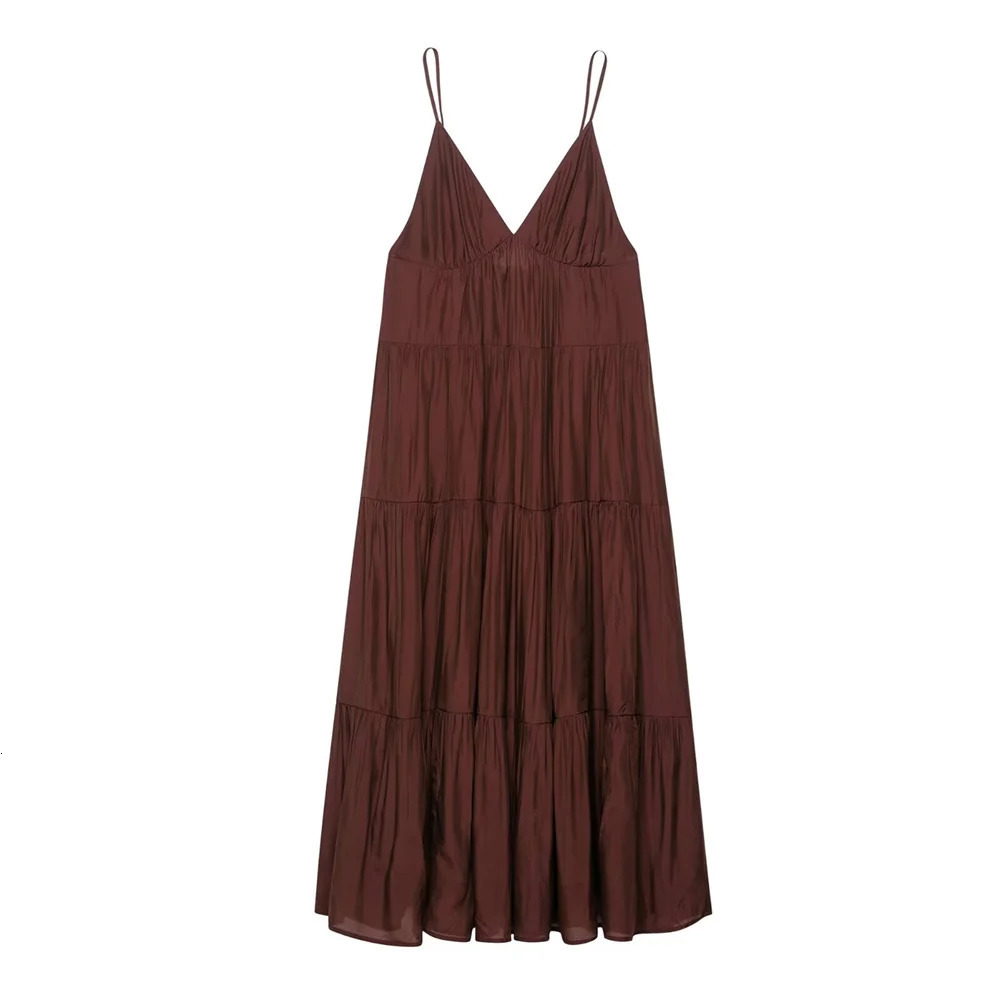 womens casual and elegant n with a European American style layered pleated long dress 250520