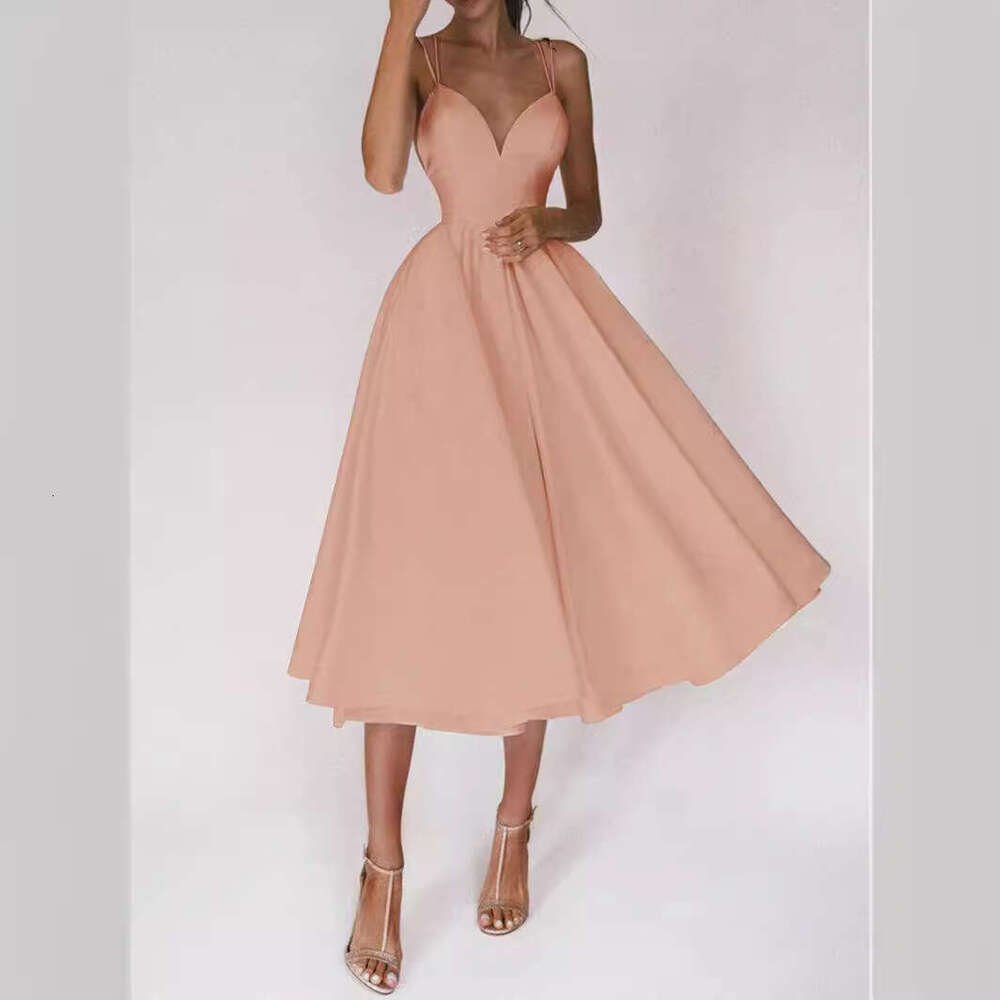 2025 Spring Summer European and American Women's Multi Color Strap Sexy Big Swing Dress New Casual Fashion Trendy Clothing