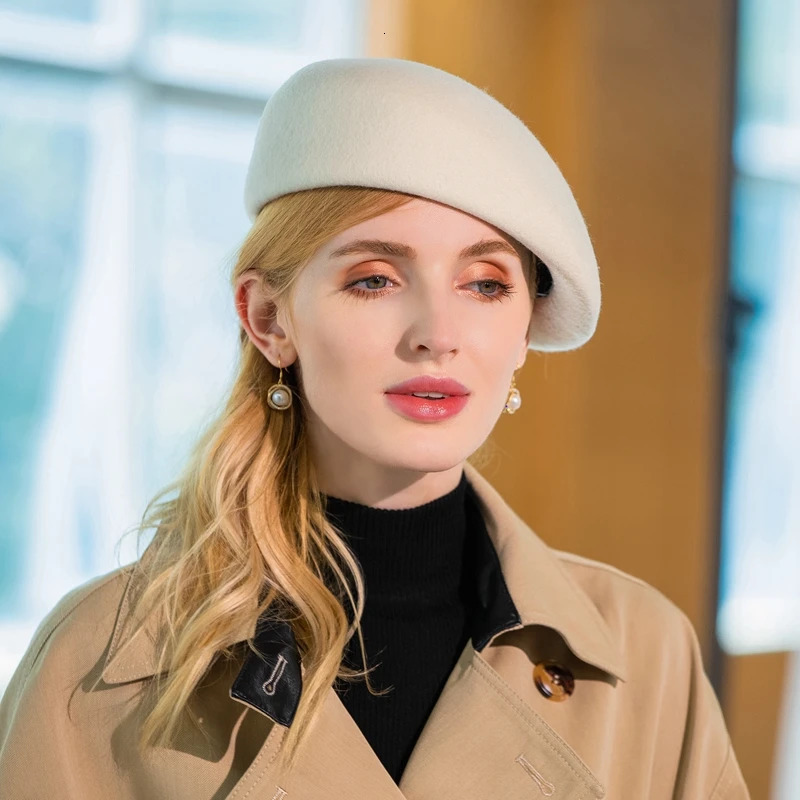 X4170 Wool Knitting Hat Fashion Woolen Beret Cap 100% Woolen Berets Cap French Artist Hat Vintage Painter Hats Beret Warm Cap 250520