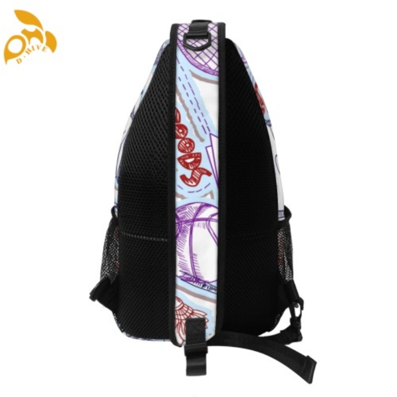 Free shipping. Top designer custom-made round beige, white and black semi-long lightweight high-casual crossbody chest bag