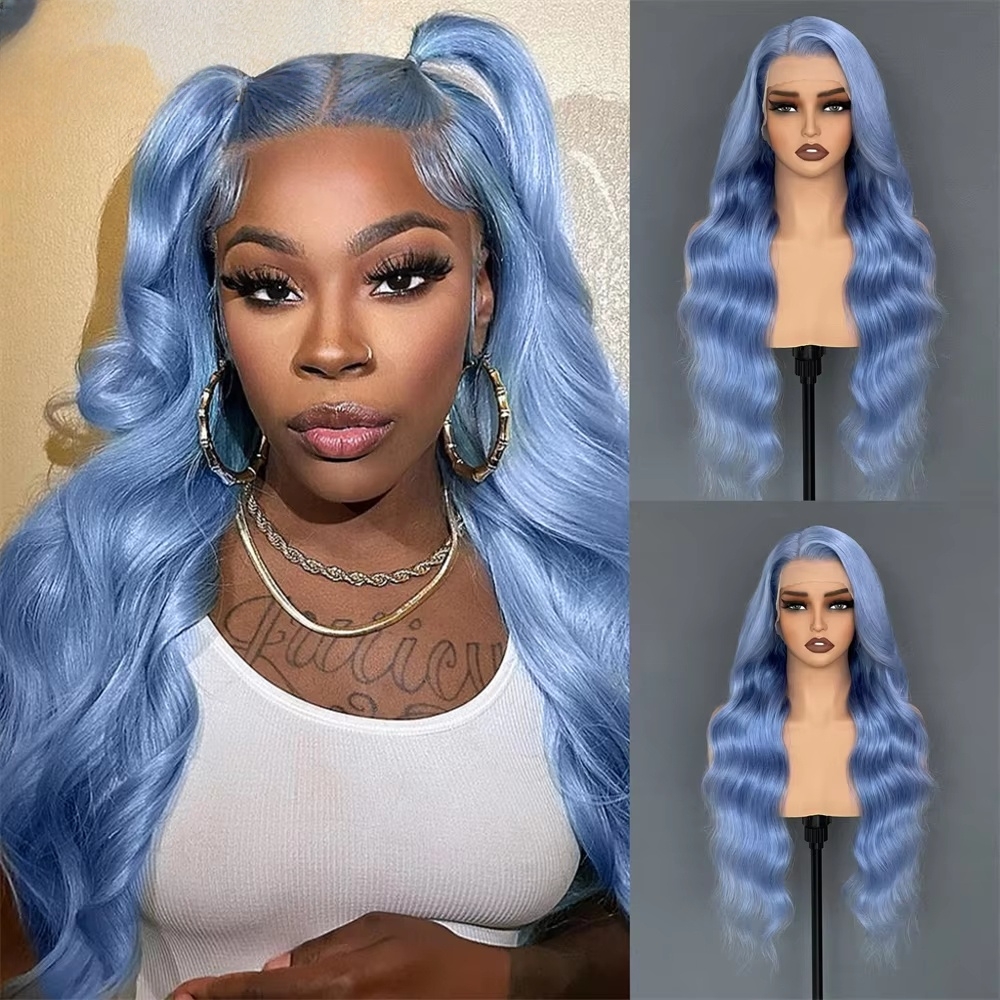 Black Colored Lace Front Wig Brazilian Look Like Human Hair Pre Plucked for Women Transparent Lace 250 Density Heat Resistant Synthetic Easy to Wear L