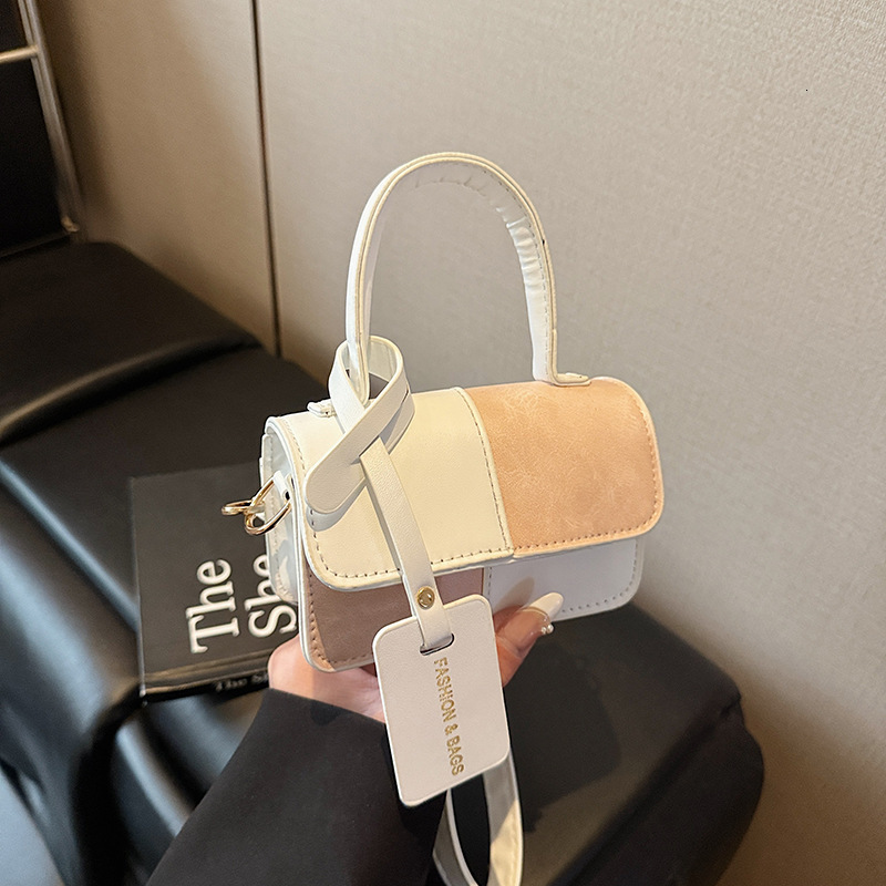 Free Delivery Designer Bag This Year's Popular Fashion Splicing Texture Hand 2025 Summer Commuting Stylish Single Shoulder Crossbody Small Square