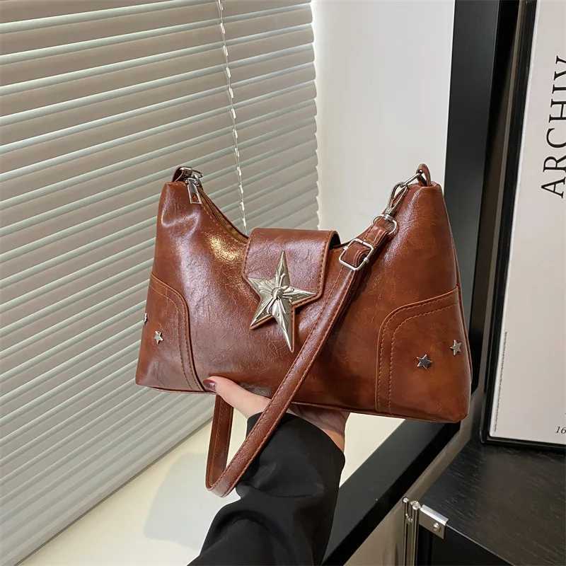 Casual Y2k Cool Hot Girls Pu Crossbody Bag Commuter Female Phone Handbags Purse Punk Style Star Design Women Hobos Shoulder Bags M250520