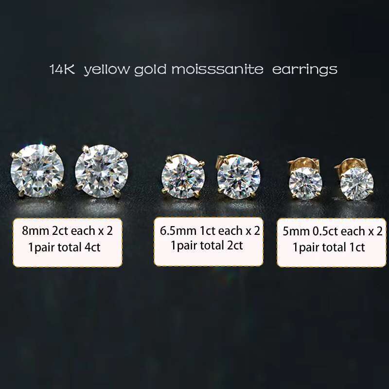 Classic 14k white/silica 0.5ct/1ct/2ct round VVS white silica earrings