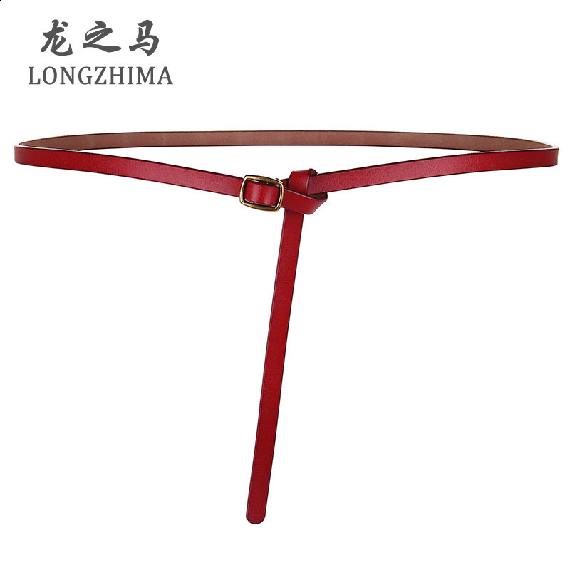 New womens leather Korean version versatile simple thin belt small Japanese button cowhide decorative dress with narrow belt250520