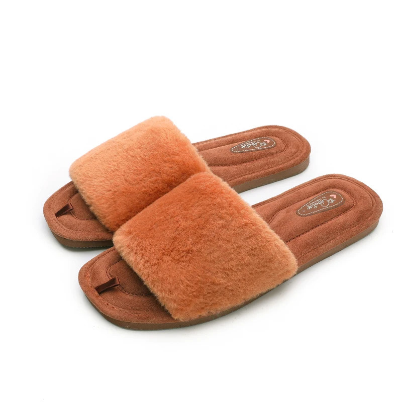 Eyriphy Womens Fluffy Furry Fur Slippers Open Toe Casual Bedroom Slides Memory Foam Soft Sole Cotton Shoes Anti-Slip Spa Indoor 250516