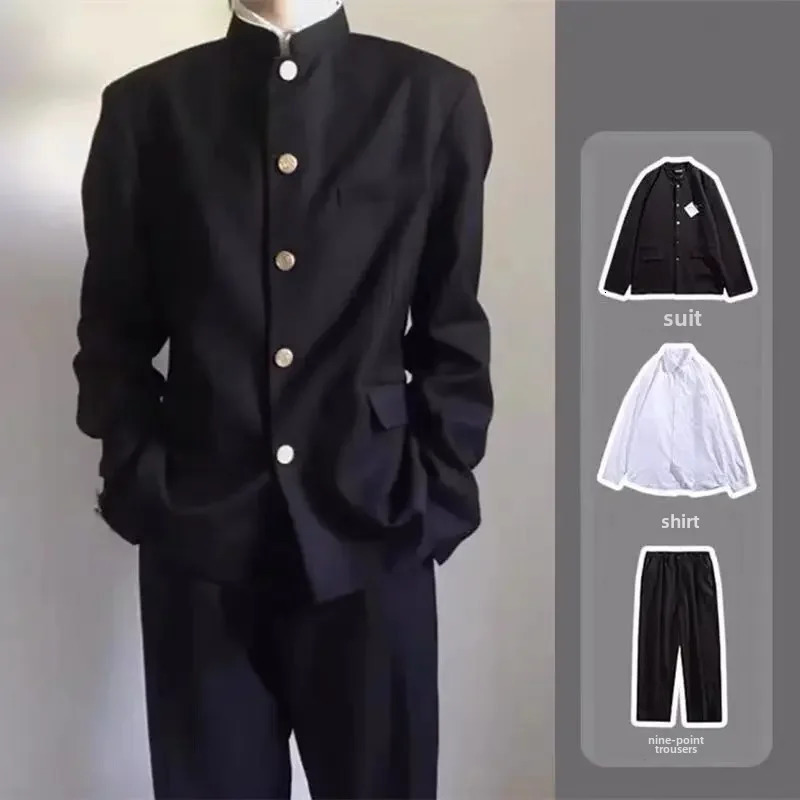 Zhongshan Suit Japanese Style School Uniform Dk Mens Clothes Western Streetwear Layered Matching 250514