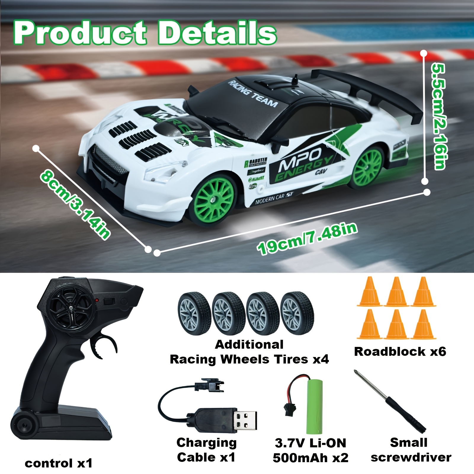 Free shipping Remote 2.4GHz 1:24 scale 4WD high-speed model with LED lights drift tires, mini fast remote control toy car for adults, boys, girls and 