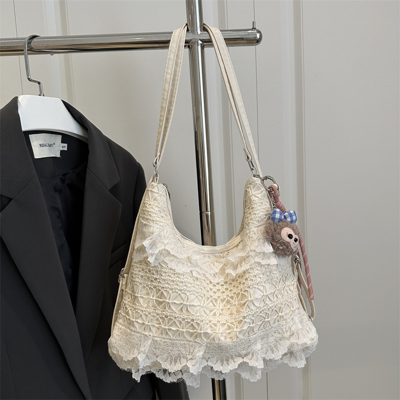 Free Delivery Designer Bag 2025 Fashion Japanese And Korean Tote Summer Leisure Vacation Fairy Lace Mesh Underarm Shoulder Women's Bag Luxury Bag