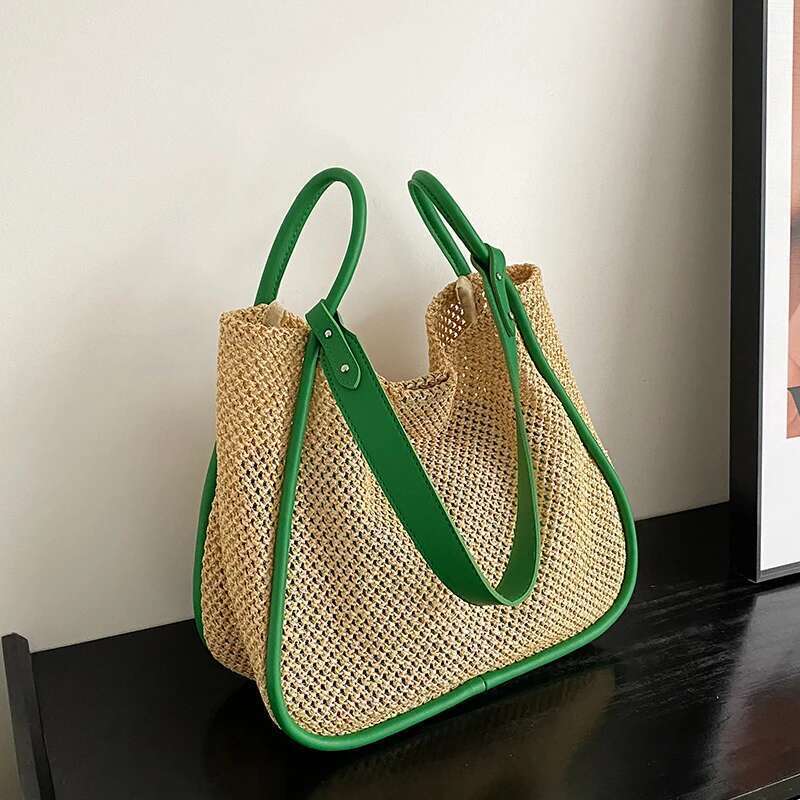 Women's Bags Designer Straw Women Hand-Woven Handbag Quality Leather Shoulder Bags Beach Totes Lager Capacity Shopping Bag Rattan Bucket Bolsos