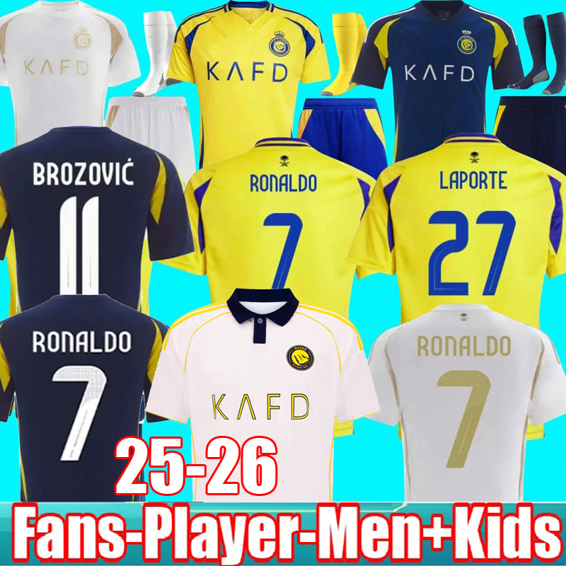 24 25 26 Al Nassr FC Third soccer Jerseys Ronaldo 2025 Home yellow away CR7 Gonzalo Martinez Talisca FANS player version men kids kit Football shiirt