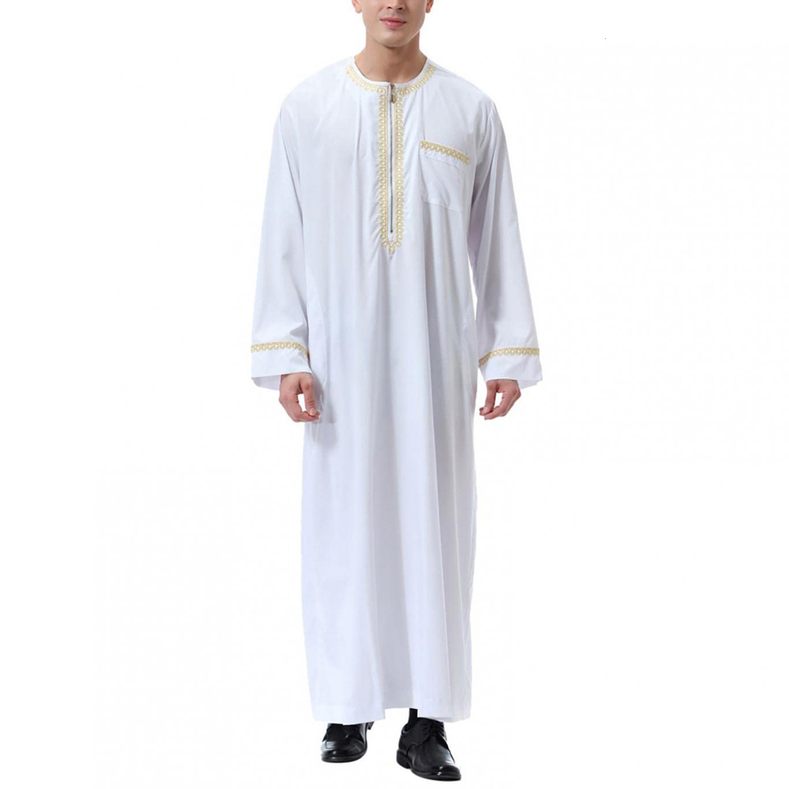 Fashion Designer Clothing Malaysia Muslim Men's Phnom Penh Robe Zipper Shirt 2025 New Edition