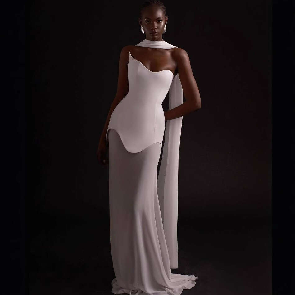 Halter Dress Fashionable Ribbon Strapless Hip Hugging Dress Long Skirt Simple And Fashionable Party Dinner Dress Maxi Dress