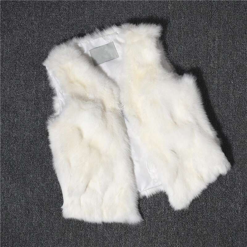 Fancy Rani Real Rabbit Fur Vest Short Natural Jacket For Women Fashion Leather Autumn Winter Spring Outwear High Quality Designer