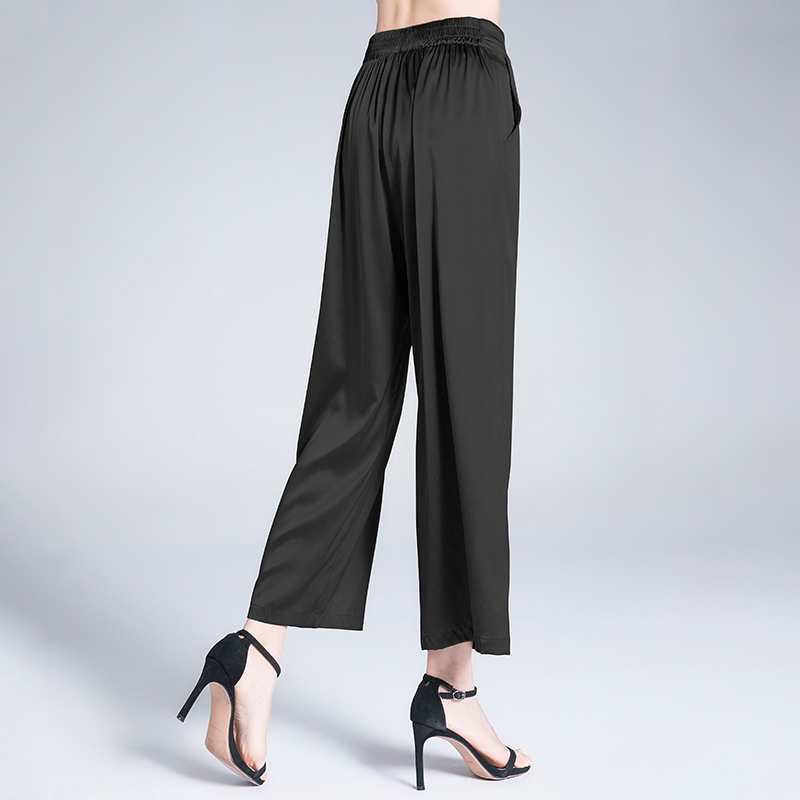OC60502 Duty Free Women's Straight-Legged Trousers Made of Fine Mulberry Silk - Lightweight & Flowing Design