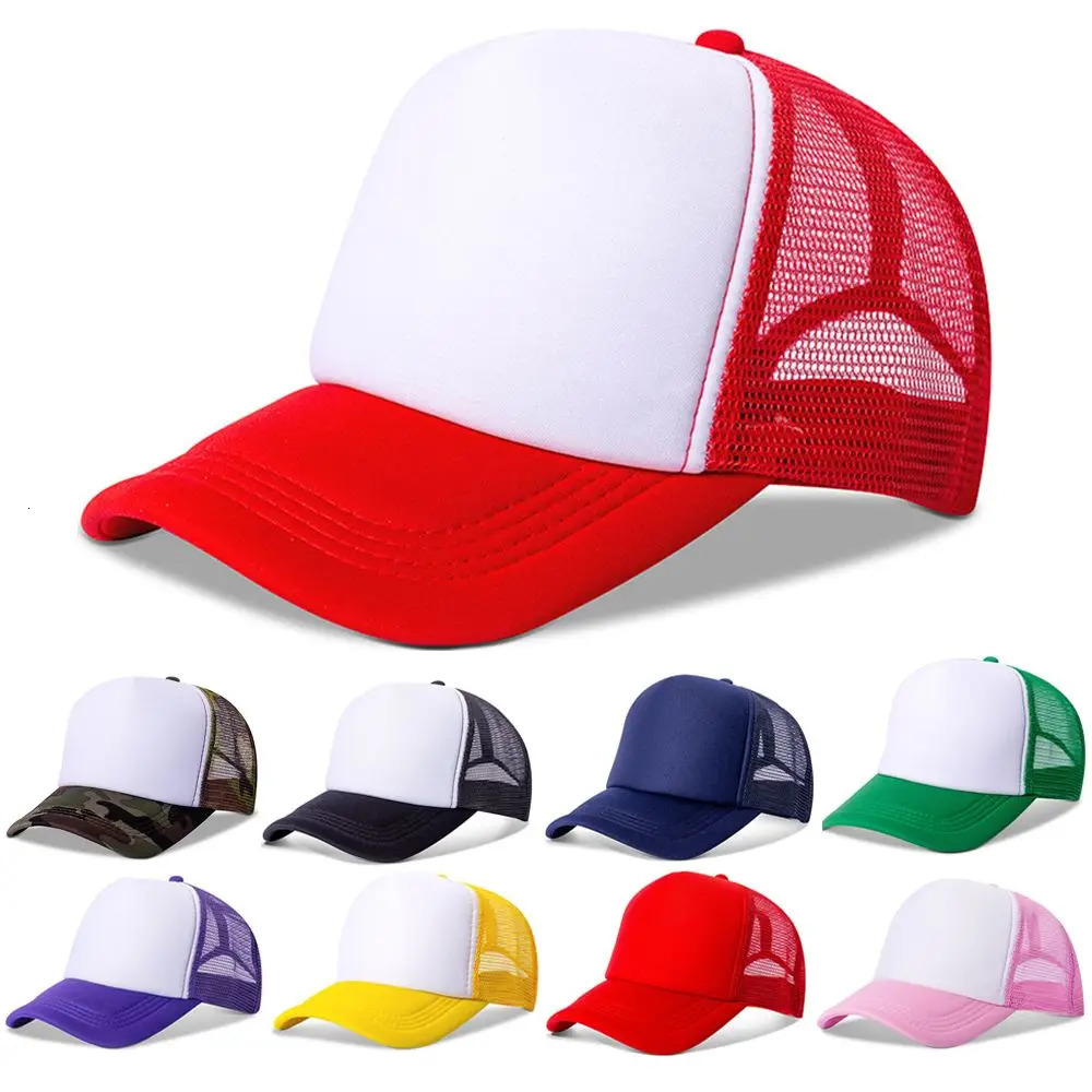 Fashion Unisex Plain Baseball Cap Adjustable Trucker Baseball Cap Mesh Curved Mens Womens Sun Summer Hat 250519
