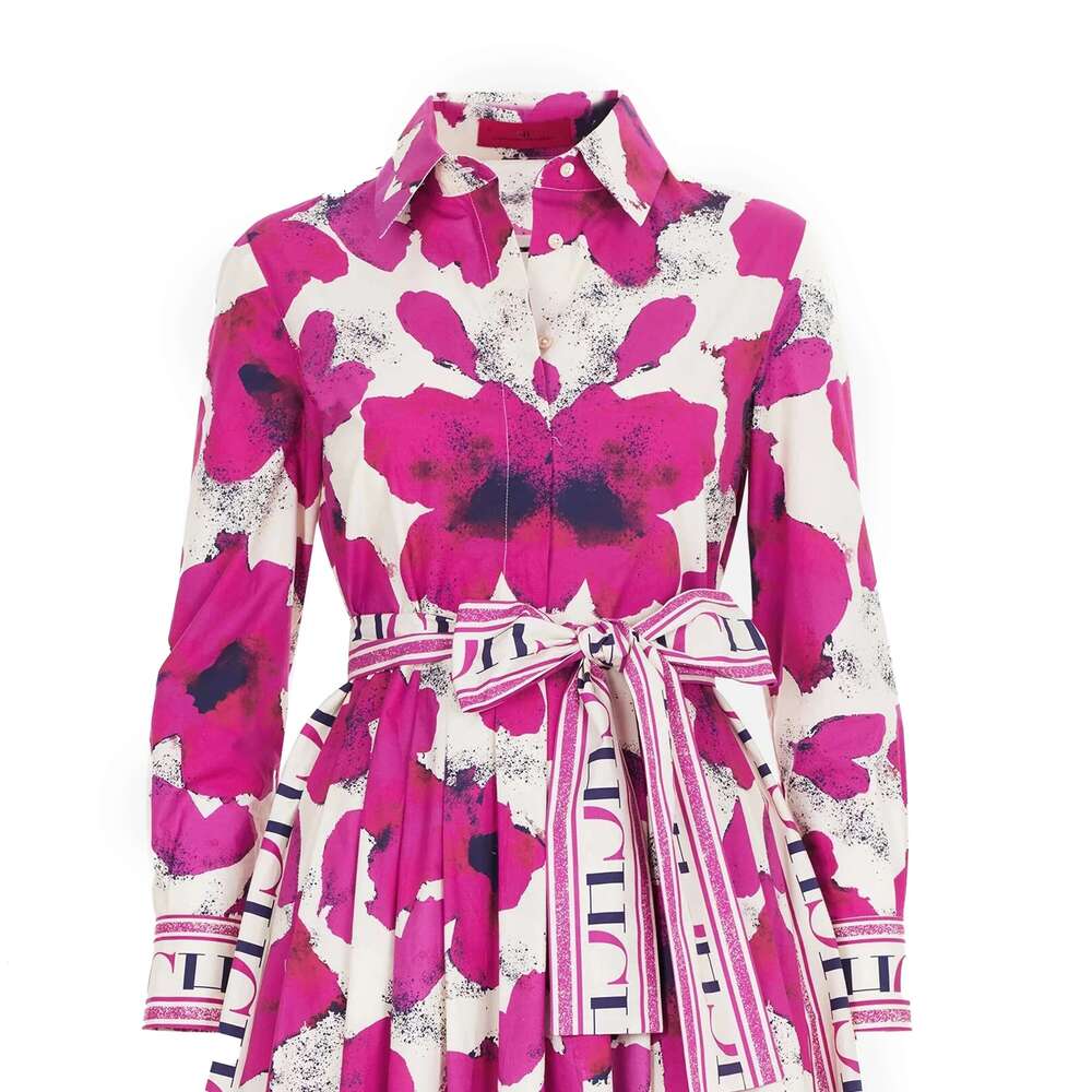 CHCH Women's New Sleeved Shirt Long Skirt Flower Print Party Dress