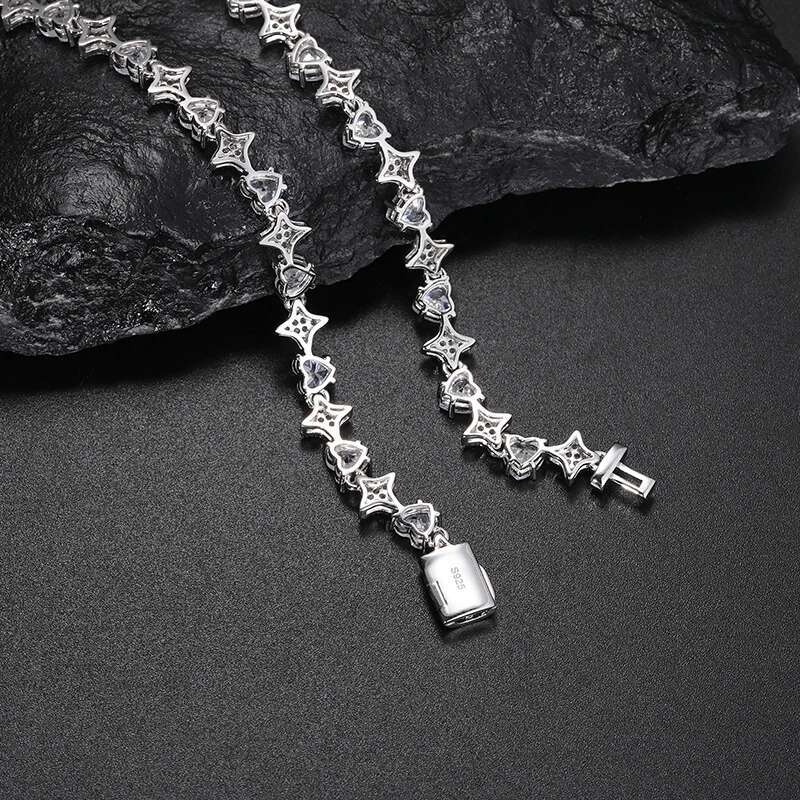 Unisex luxury Heart Moissanite VVS1 Necklace Chain 925 Silver For Women Iced Out Chain Link Necklace Unisex Fine Hip Hop Jewelry