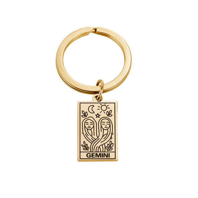 Hot selling twelve zodiac keychains, personalized stainless steel tags, keychains, bags, pendants, small gift accessories