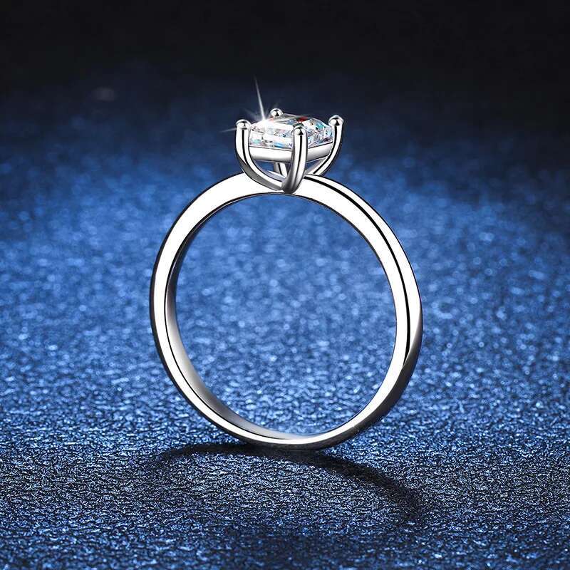 COSFIX 1ct Radiant Moissanite Rings For Women Wedding Jewelry with GRA 925 Sterling Sliver Plated 18k White Gold Diamond Bague