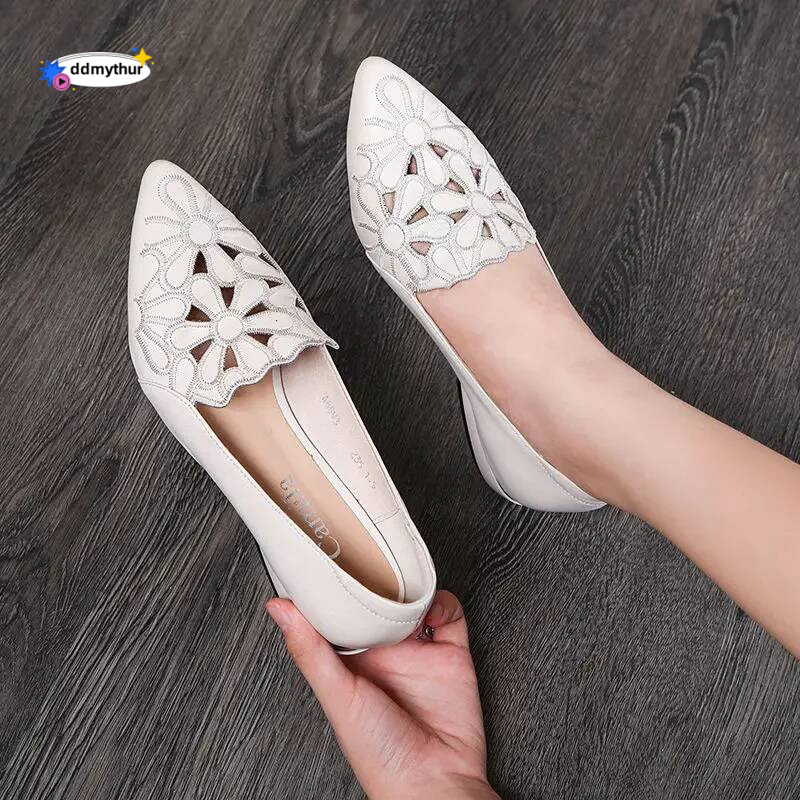 Mid Casual for Women Heels Wedding Hollow Out Black Square Heel Formal Shoes Work Lady Fall Zapatilla Mujer ddmythur