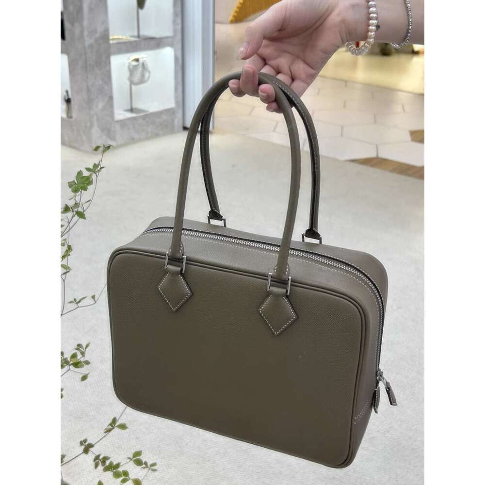 Half handmade Plume Feather Baotou Layer Cowhide Vintage Box Commuter Handheld Leather Women s Bag Steel Hardware