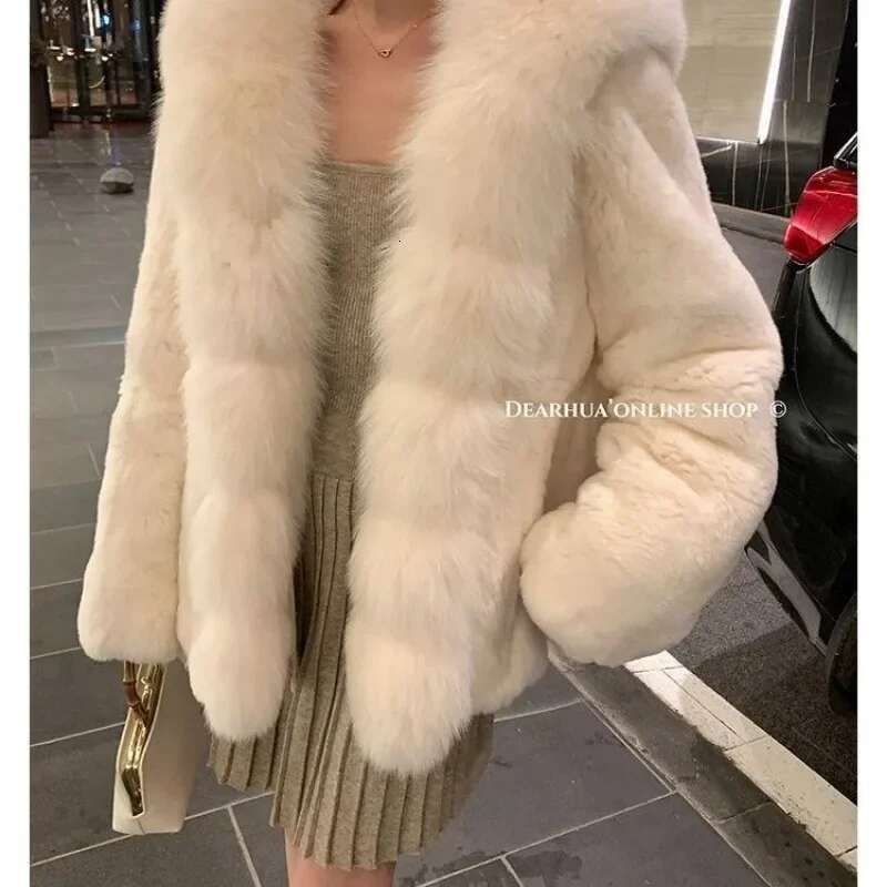 GkyocQ 2024 Socialite Jacket Environmentally Friendly Fur Autumn and Winter New Thick White Coat Female Clothing